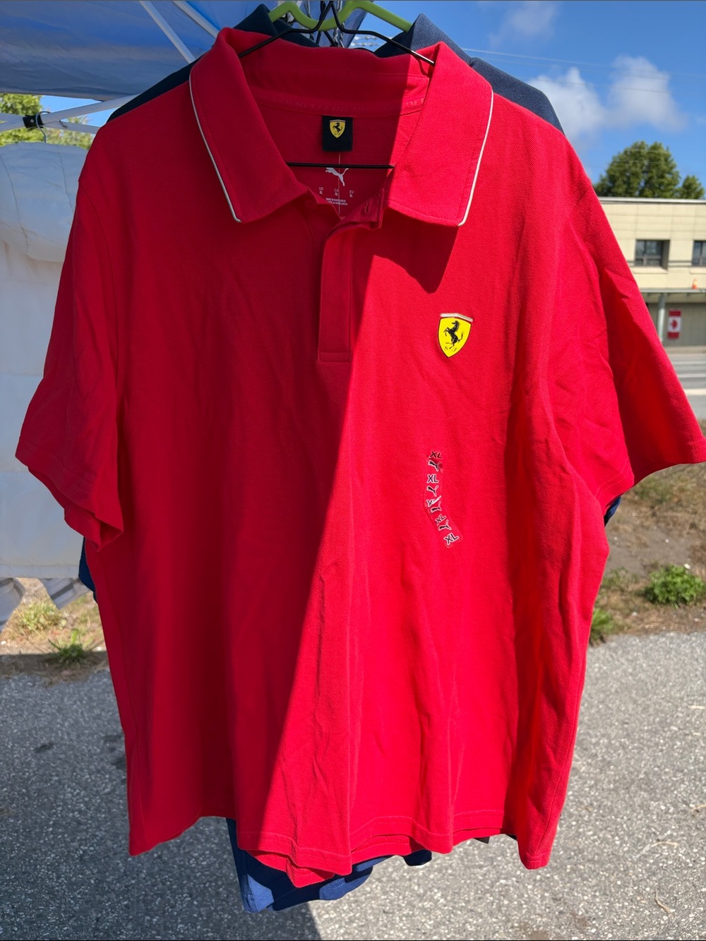 Ferrari Red Polo with Yellow Shield Patch and White Piping